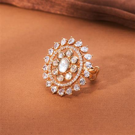 Kundan Adjustable Finger Ring With Gold Plating