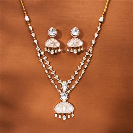 Kundan 2 Line Necklace Set With Gold Plating