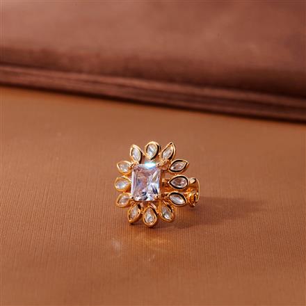 Kundan Adjustable Ring With Gold Plating