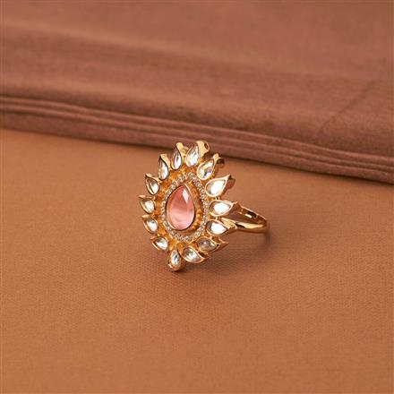 Kundan Adjustable Ring With Gold Plating