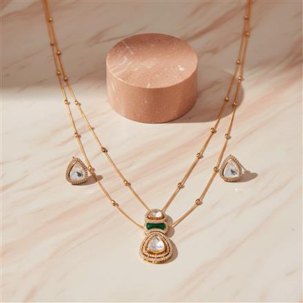 Kundan Chain Pendant Set With 2 Tone Plating