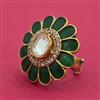 Kundan Adjustable Ring With Matte Gold Plating