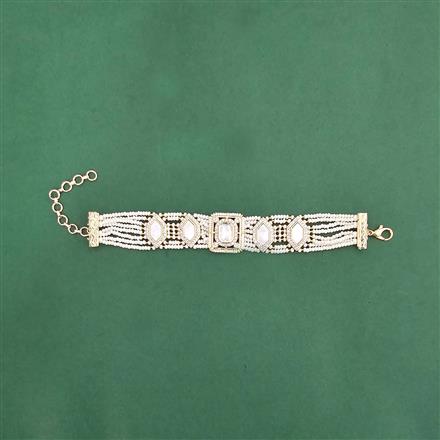 Kundan Adjustable Bracelet With Gold Plating