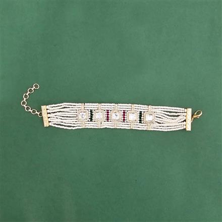 Kundan Adjustable Bracelet With Gold Plating