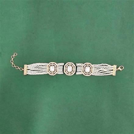 Kundan Adjustable Bracelet With Gold Plating