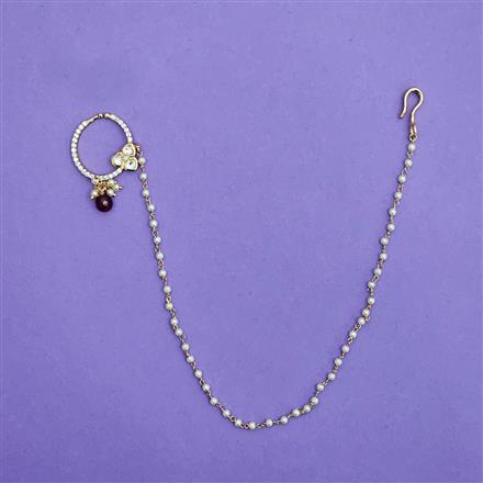 Kundan Pressing Nose Ring With Gold Plating