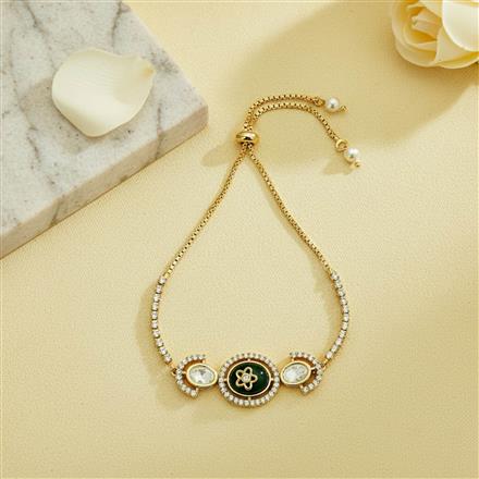 Kundan Adjustable Bracelet With Gold Plating