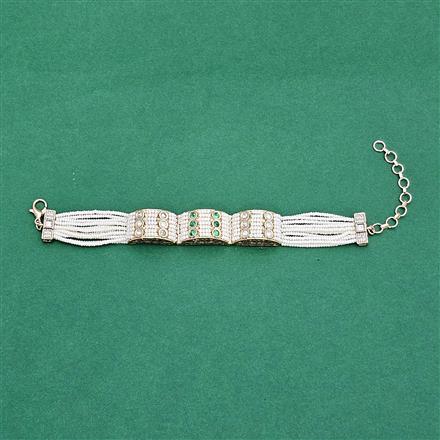 Kundan Adjustable Bracelet With Gold Plating