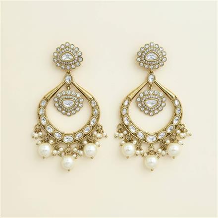 Kundan Moti Earring With Mehndi Plating