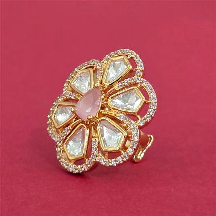 Kundan Adjustable Ring With Gold Plating