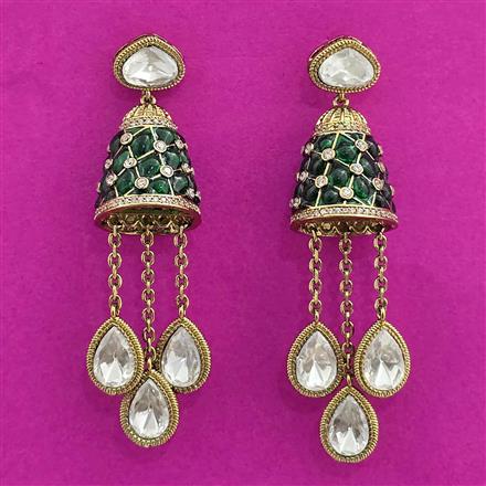 Kundan Classic Earring With Mehndi Plating