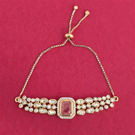 Kundan Adjustable Bracelet With Gold Plating