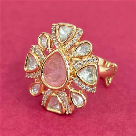 Kundan Adjustable Ring With Gold Plating