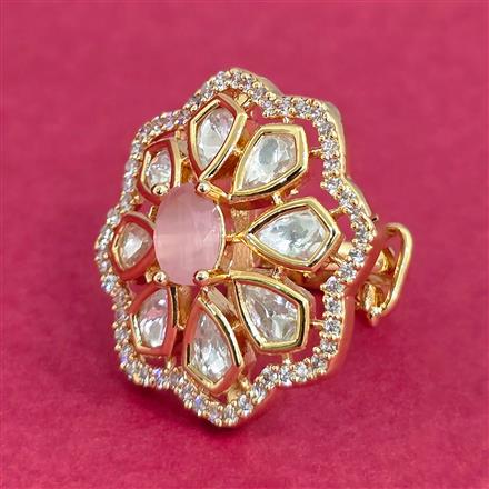 Kundan Adjustable Ring With Gold Plating