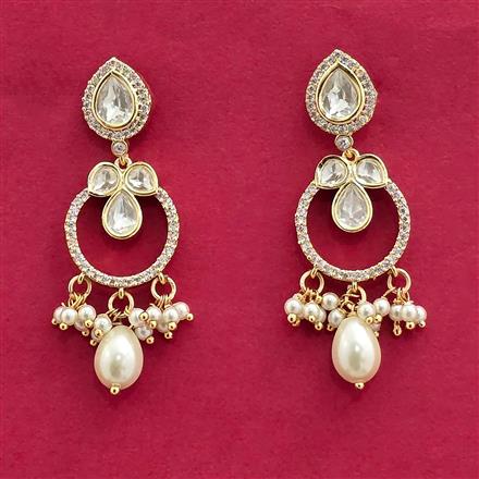Kundan Moti Earring With Carat Mehndi Plating
