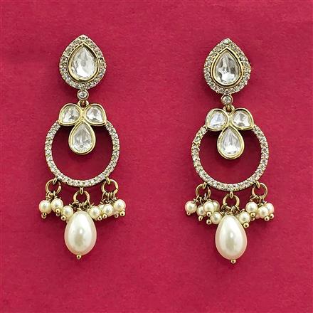 Kundan Moti Earring With Carat Mehndi Plating