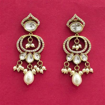 Kundan Moti Earring With Carat Mehndi Plating