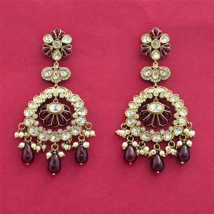 Kundan Moti Earring With Mehndi Plating