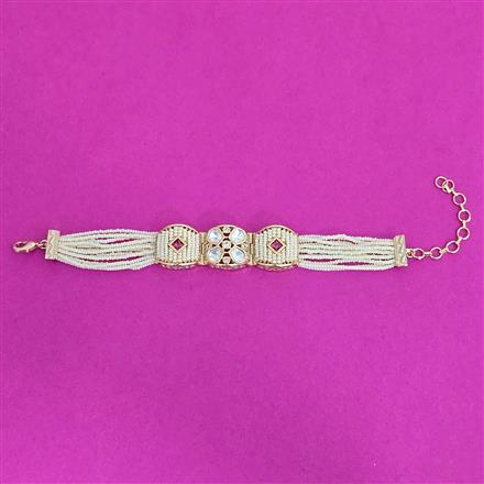 Kundan Moti Bracelet With Gold Plating