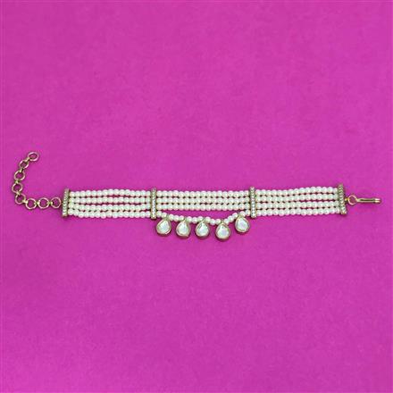 Kundan Moti Bracelet With Carat Mehndi Plating