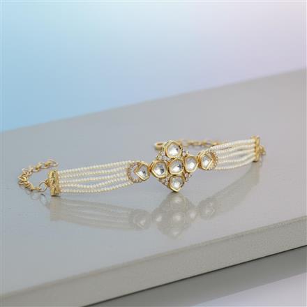 Kundan Moti Bracelet With Gold Plating
