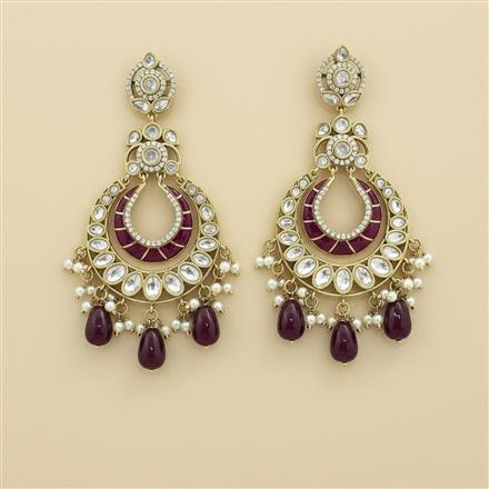 Kundan Moti Earring With Mehndi Plating
