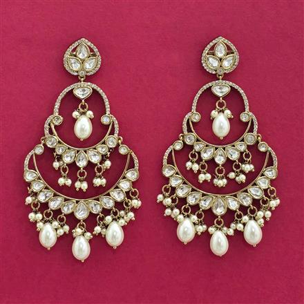 Kundan Moti Earring With Mehndi Carat Plating