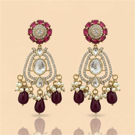 Kundan Moti Earring With Mehndi Plating