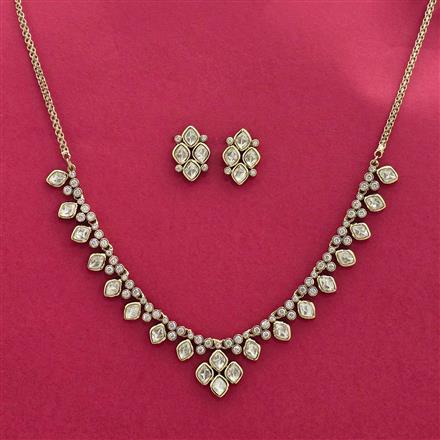 Kundan Delicate Necklace Set With Mehndi Carat Plating