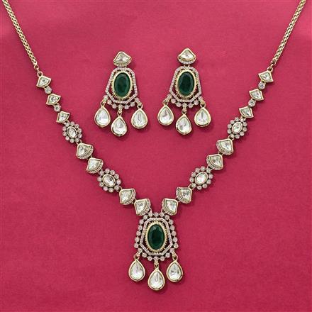 Kundan Classic Necklace Set With Mehndi Plating