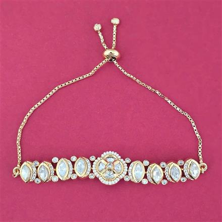 Kundan Adjustable Bracelet With Mehndi Carat Plating