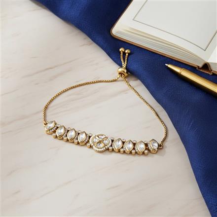 Kundan Adjustable Bracelet With Mehndi Carat Plating