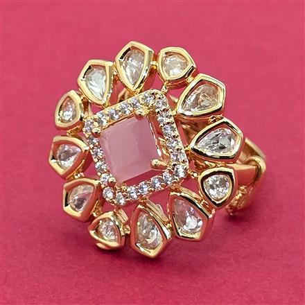 Kundan Adjustable Ring With Carat Plating