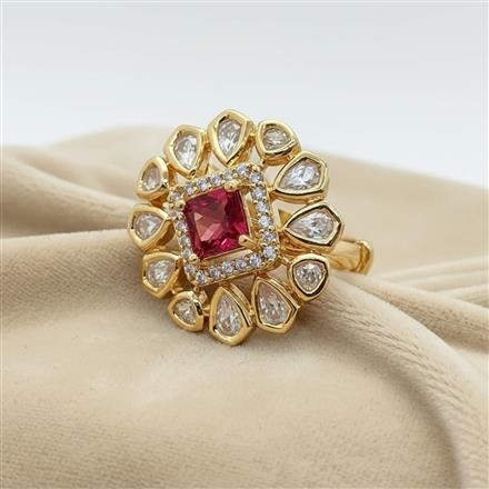Kundan Adjustable Ring With Carat Plating