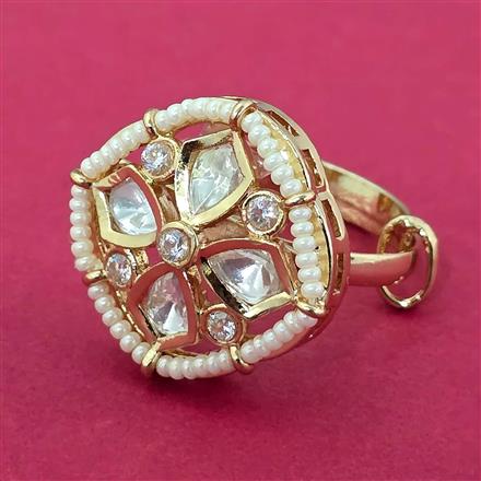 Kundan Adjustable Ring With Gold Plating