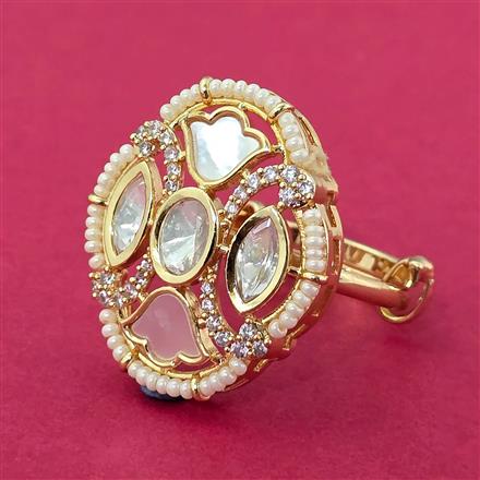 Kundan Adjustable Ring With Gold Plating