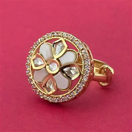 Kundan Adjustable Ring With Gold Plating
