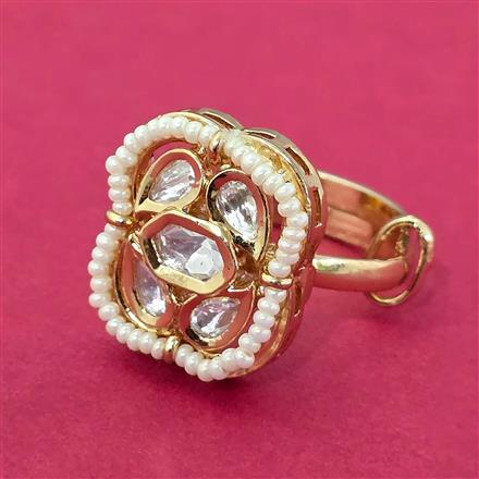 Kundan Adjustable Ring With Gold Plating