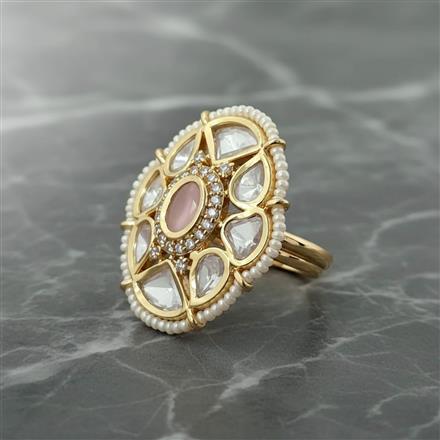 Kundan Adjustable Ring With Carat Plating