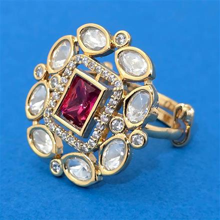 Kundan Adjustable Ring With Gold Plating