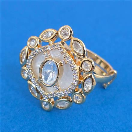 Kundan Adjustable Ring With Carat Mehndi Plating