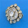 Kundan Adjustable Ring With Carat Mehndi Plating