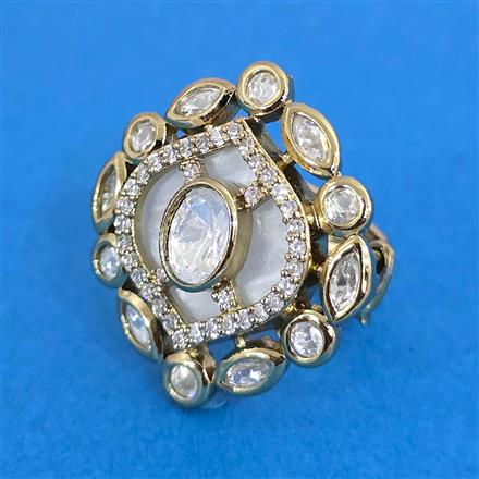 Kundan Adjustable Ring With Carat Mehndi Plating