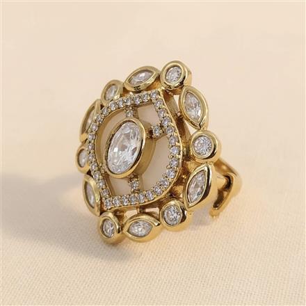 Kundan Adjustable Ring With Carat Mehndi Plating