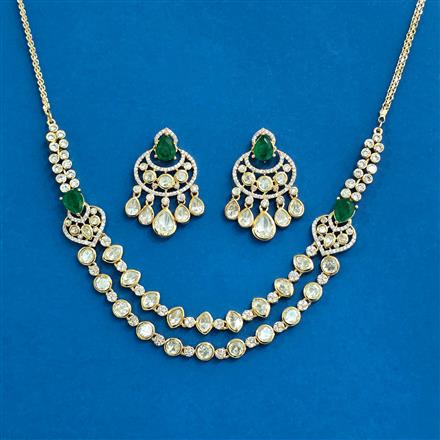 Kundan 2 Line Necklace Set With Gold Plating