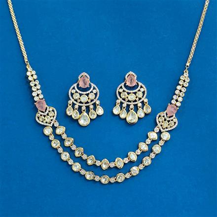 Kundan 2 Line Necklace Set With Gold Plating