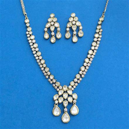 Kundan 2 Line Necklace Set With Carat Mehndi Plating