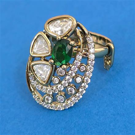 Kundan Adjustable Ring With Mehndi Plating