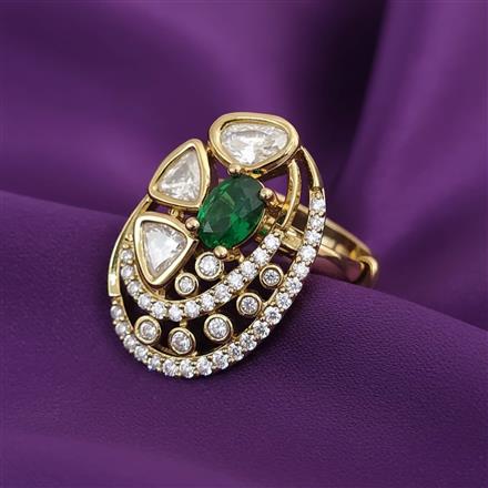 Kundan Adjustable Ring With Mehndi Plating