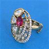 Kundan Adjustable Ring With Mehndi Plating